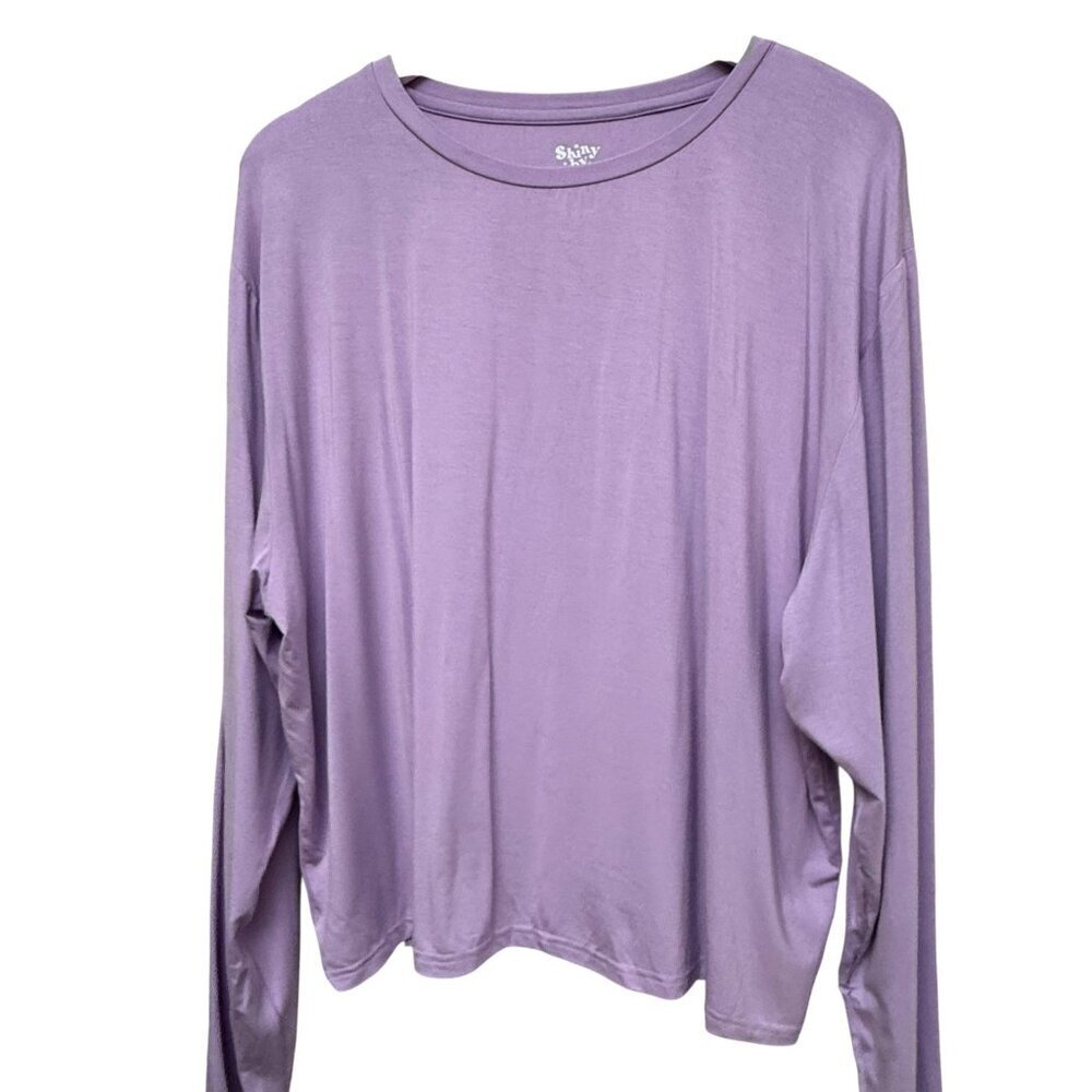 Shiny by Nature Long Sleeve Tee 4XL / 3X Purple Lilac Rayon Blend Plus Size Top